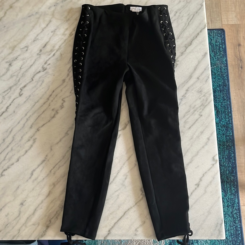 Lovers & Friends Black Suede Back Zip, Tie Side Detail Pants